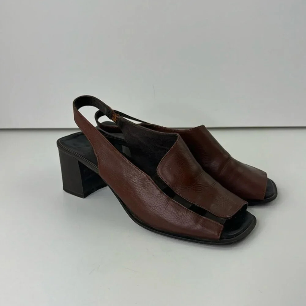 Lea Foscati Open Toed Slingback Block Heeled Sandals - made in Italy